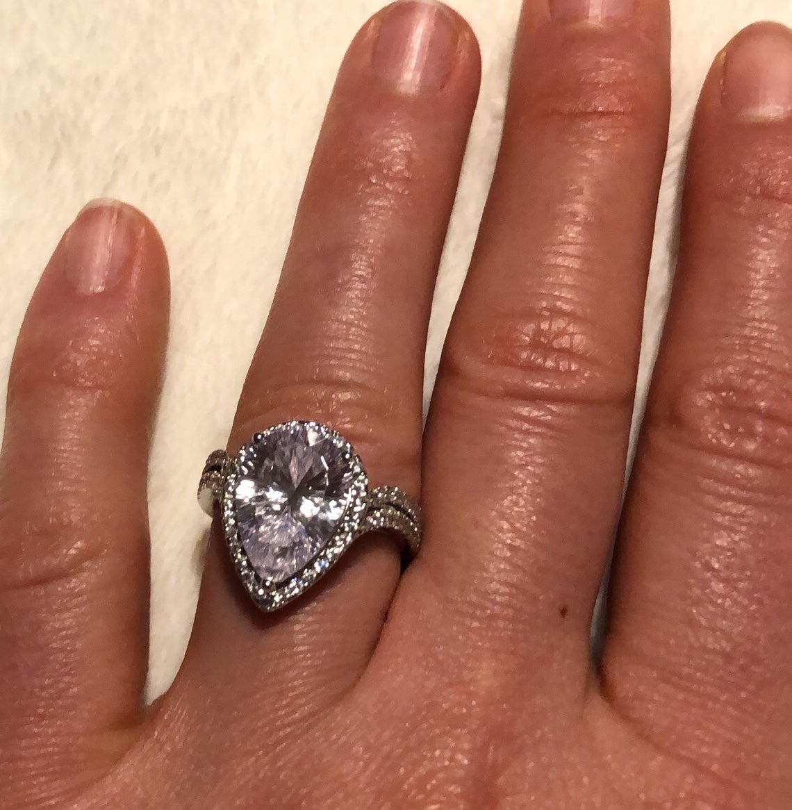 Swarovski Teardrop Halo Engagement Ring