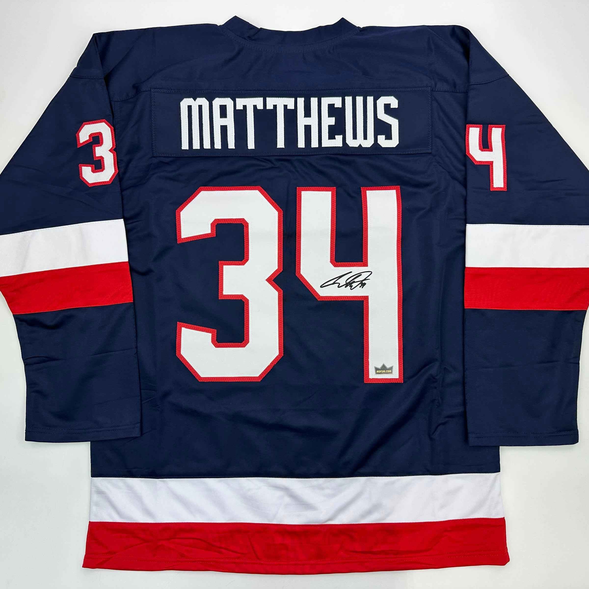 Facsimile Autographed Auston Matthews United States USA Blue 2025 4 Nations Fac
