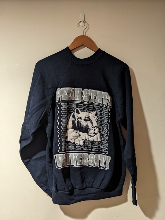 Vintage 1992 Penn State University College Football Blue X-Large Sweatshirt