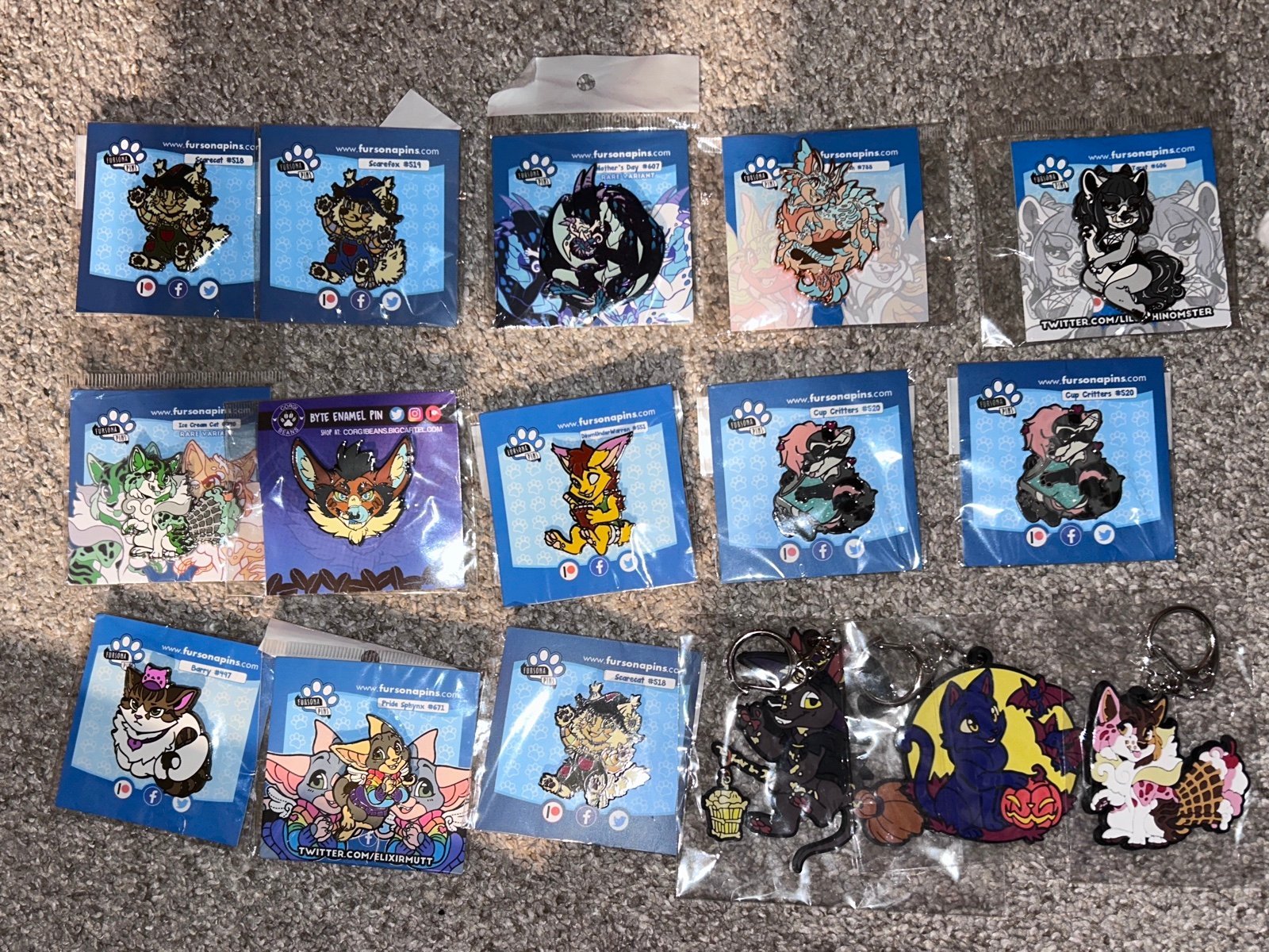Fursona Pins Lot Keychains & Enamel Pins