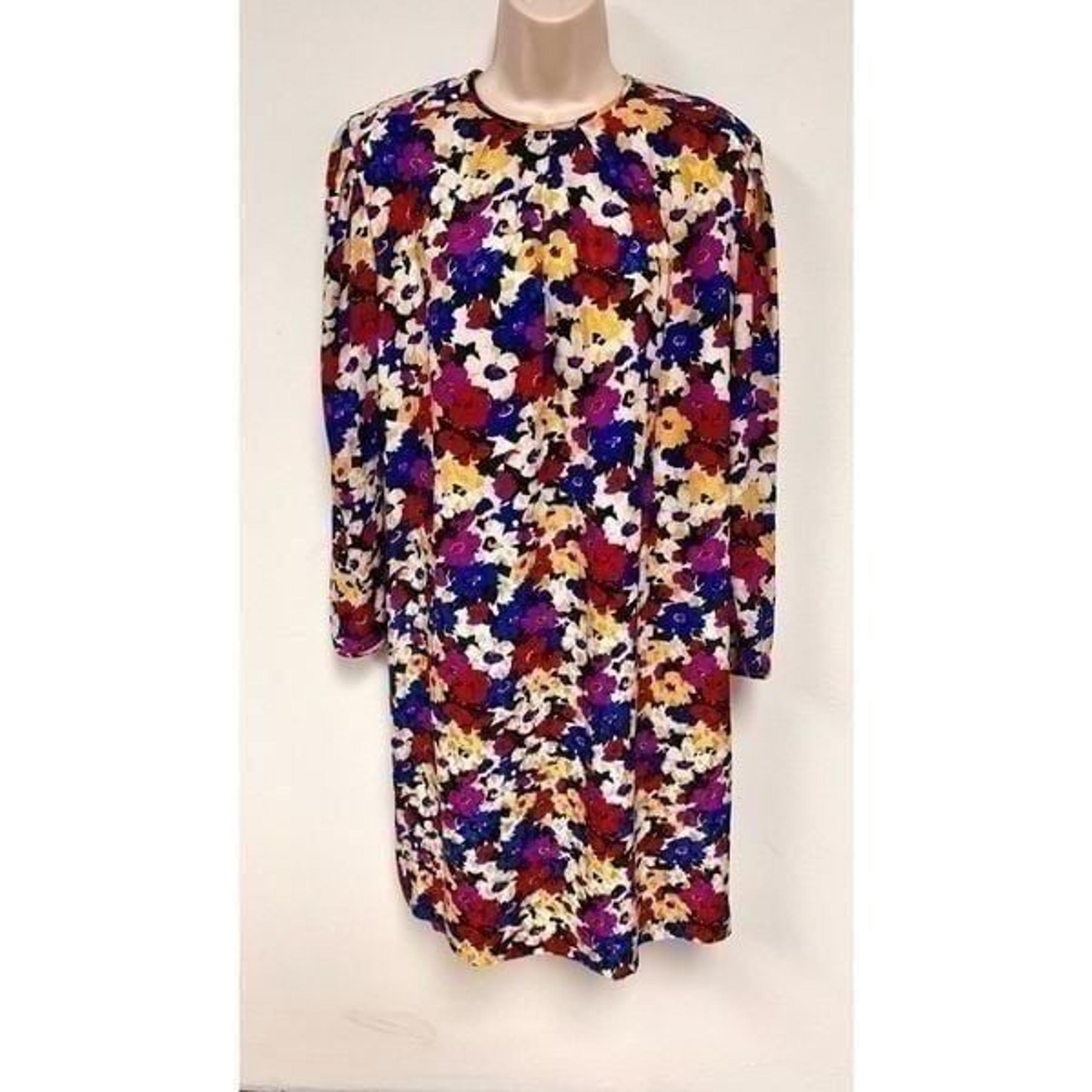 Vintage Baron Peters Women’s Large Multicolored Vibrant Floral Midi Dress