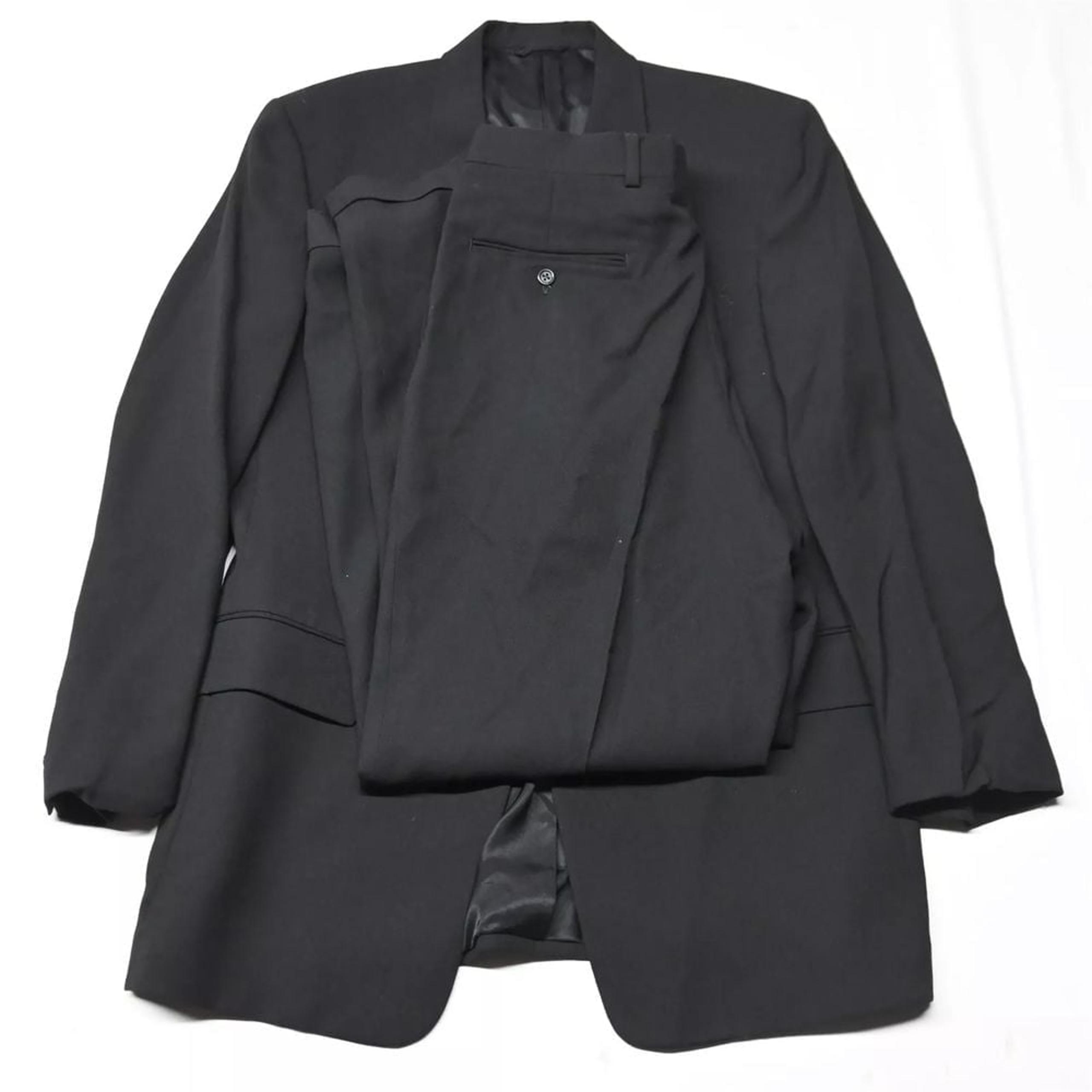 Vtg Kenneth Cole 41L 42L 32x32 USA MADE Black  100% Wool Mens Jacket Pants Suit