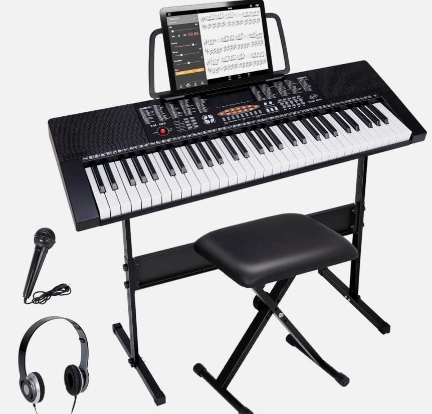 61-Key Electric Keyboard Piano w/Built In Speakers, Stand,Headphones, Microphone