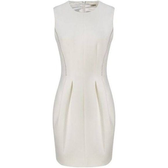 L'Agence Women's Sleeveless Fitted Mini Dress with Pockets White Size 4