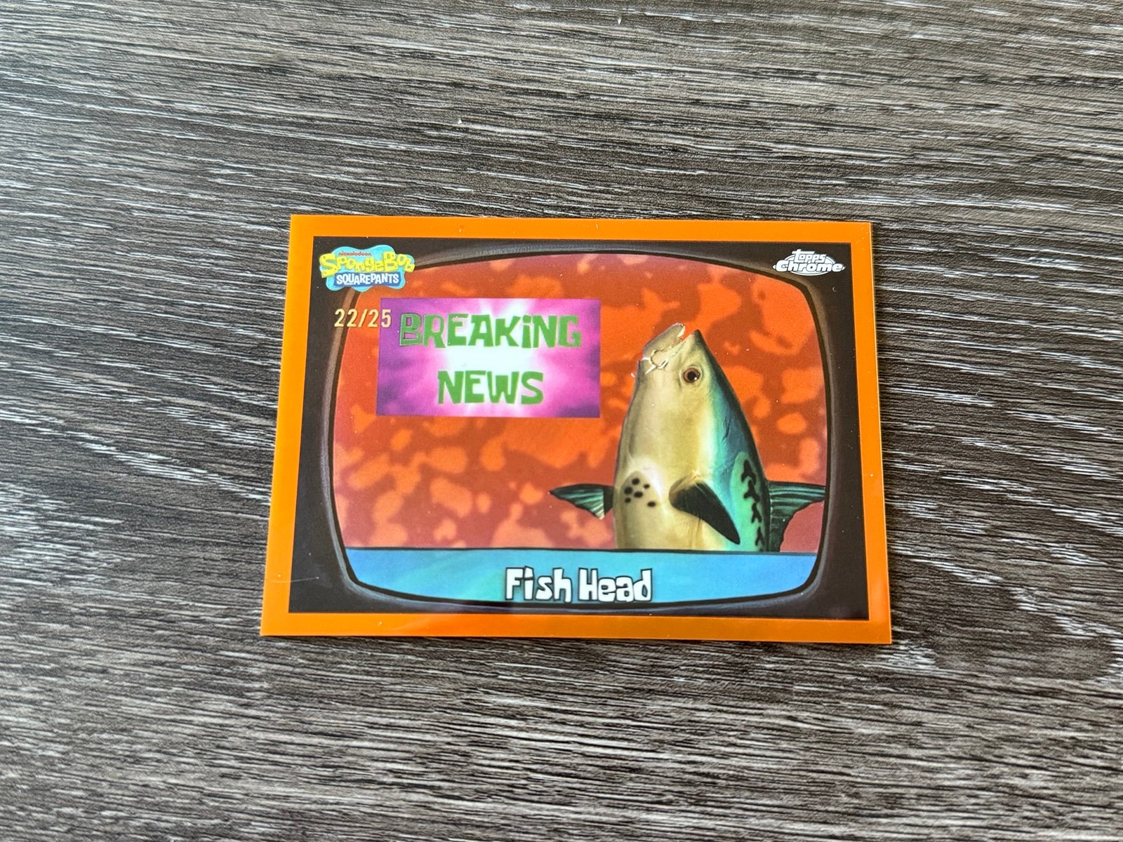 2025 Topps Chrome SpongeBob 25th Anniversary Fish Head Orange Refractor #/25