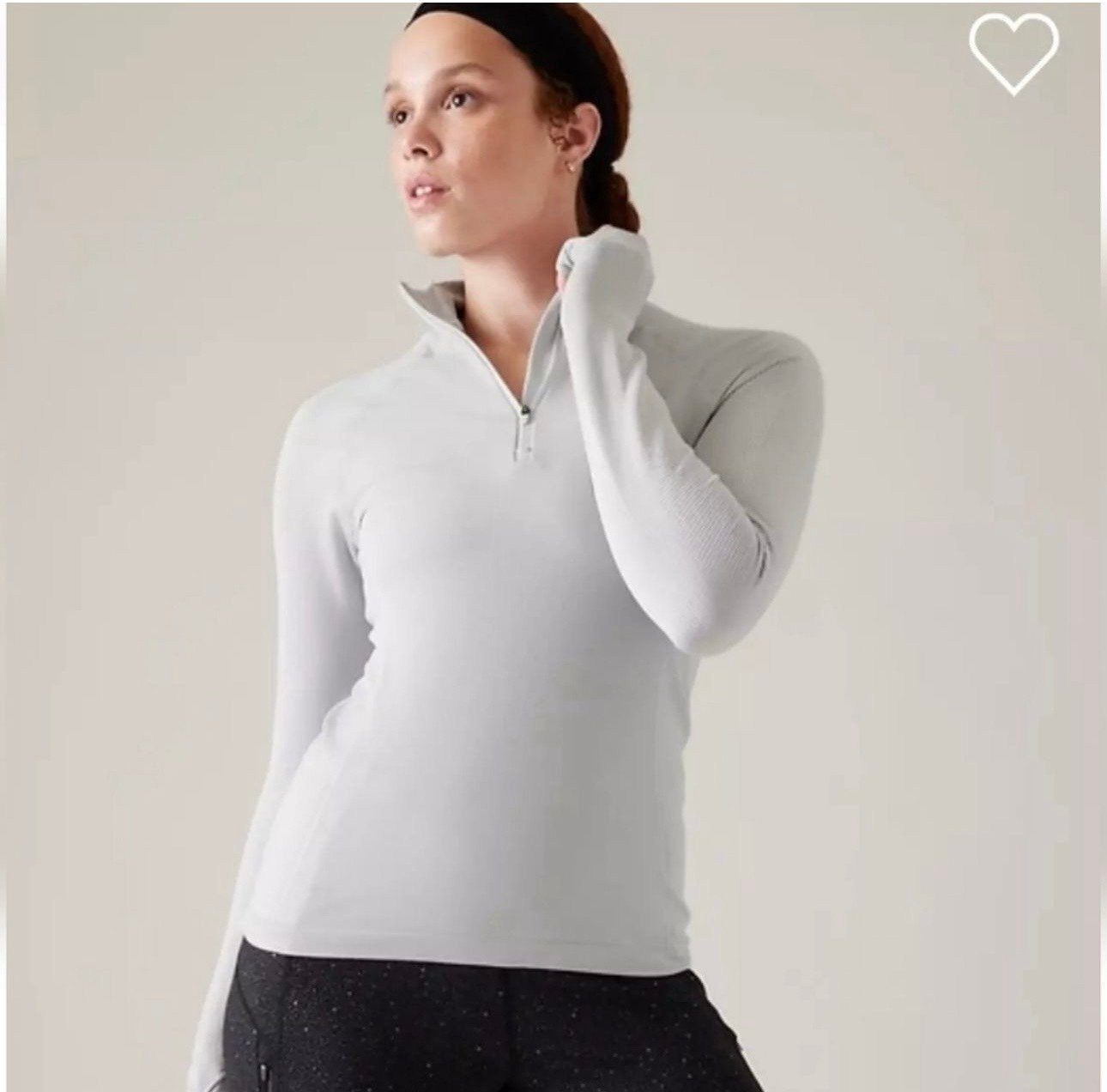Athleta Flurry Half Zip Mock Neck Top Size L | Stratus Grey
