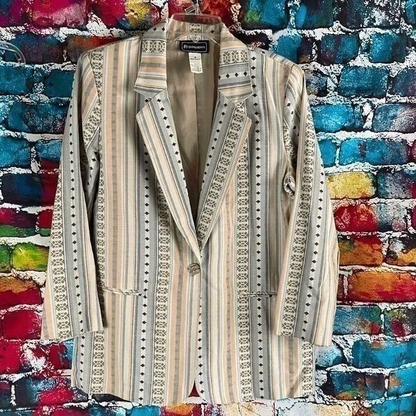 Vintage 90s Requirements Pastel Southwestern Vibes Blazer Jacket Size 8 USA