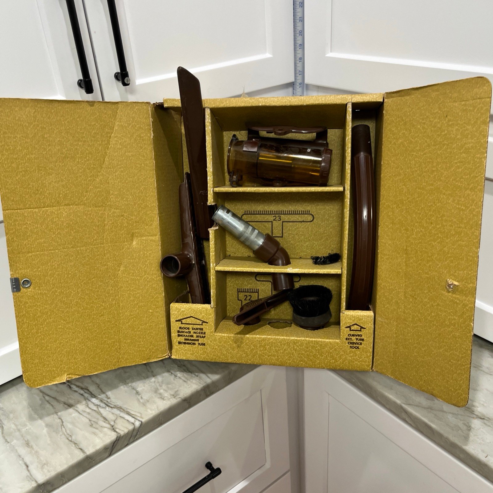 Vintage Kirby Classic Vacuum Cleaner Accessories & Box Brown Kit Attachments