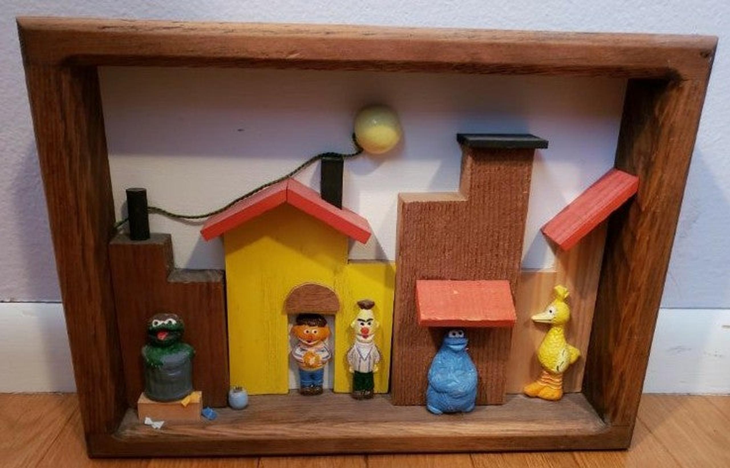 Vintage Sesame Street Wooden 3D Shadow Box Picture