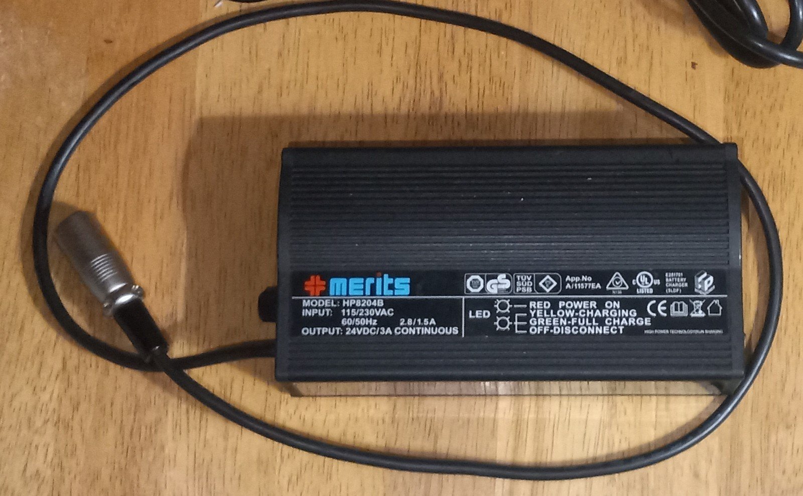 Pride Mobility Scooter/Wheelchair Charger by Merits Part #HP8402B 24V 3A Charger