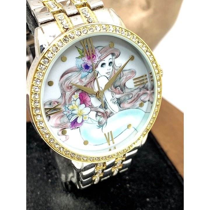 Disney Womens Watch Little Mermaid Ariel Two Tone Stainless Steel Quartz W001828