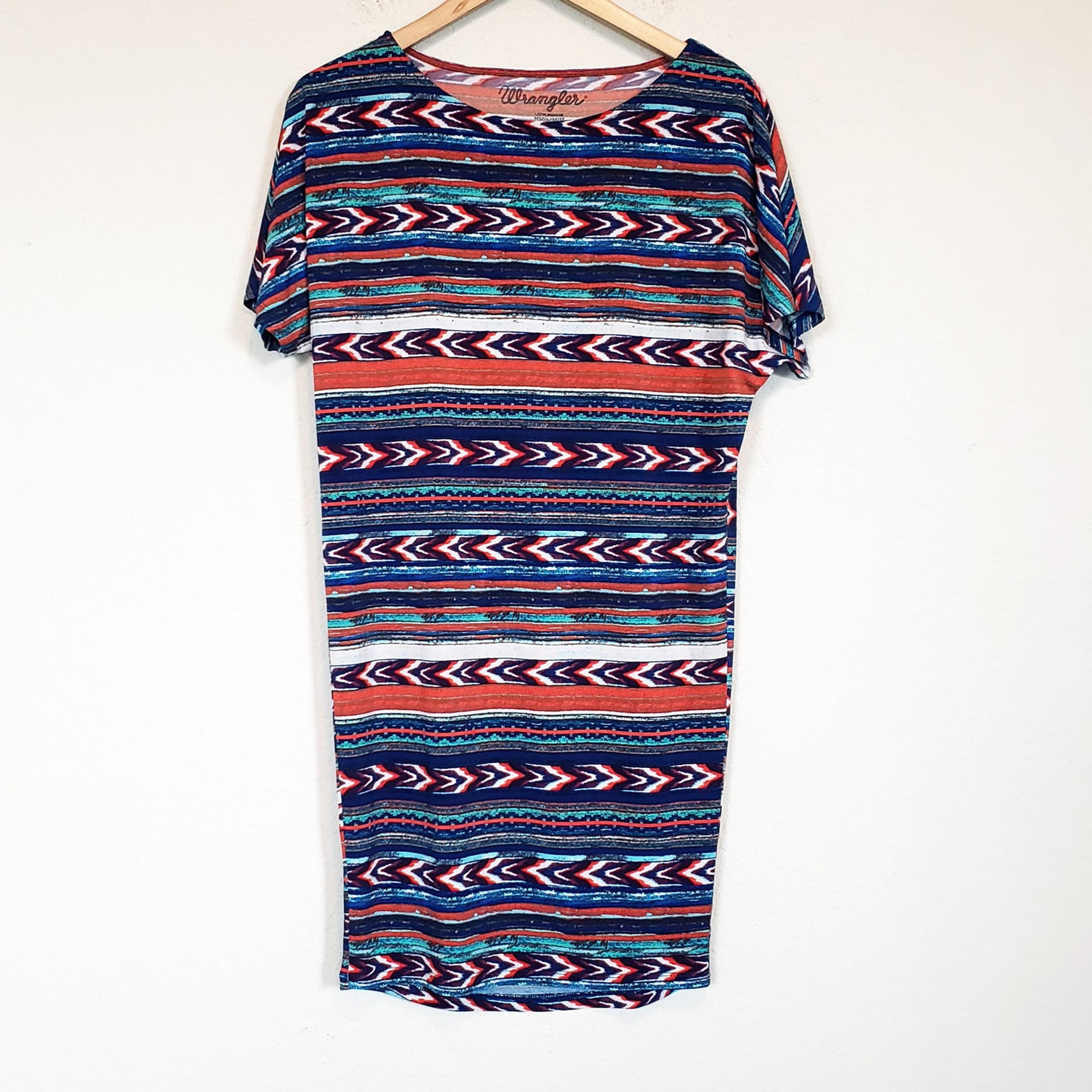Wrangler Southwestern Print Shift Dress Women's Small Casual Rodeo Country