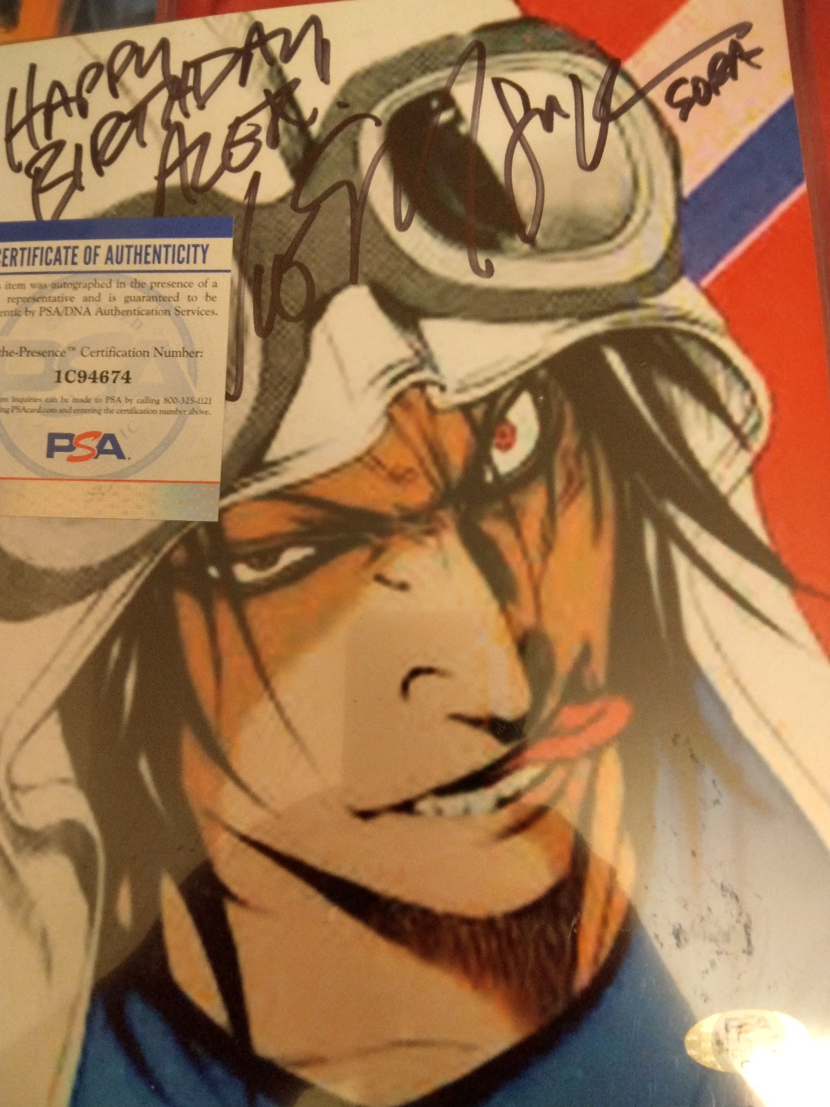 Vic Mignogna signed SORA with PSA COA