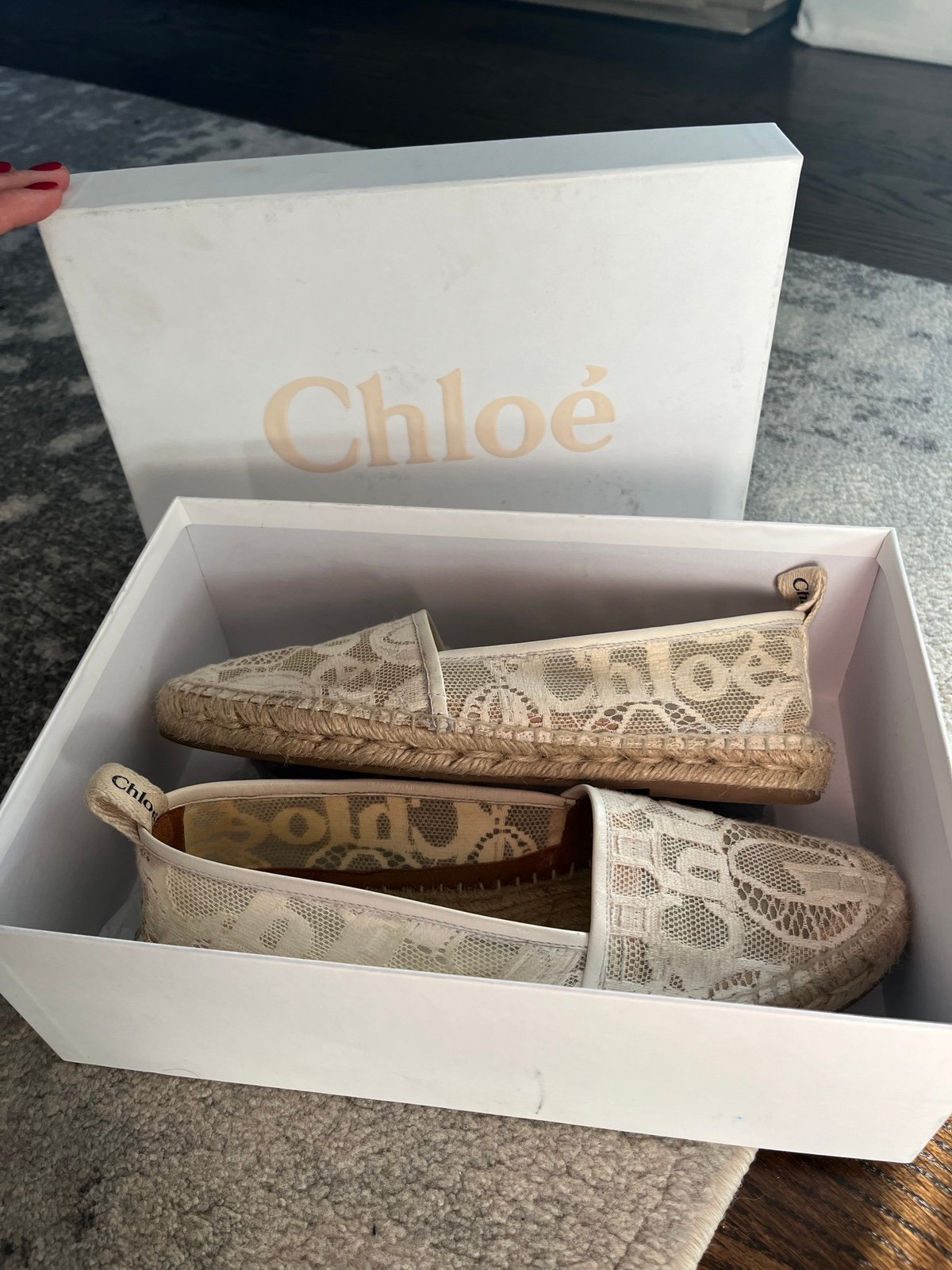 Chloe Woody Lace Espadrilles
