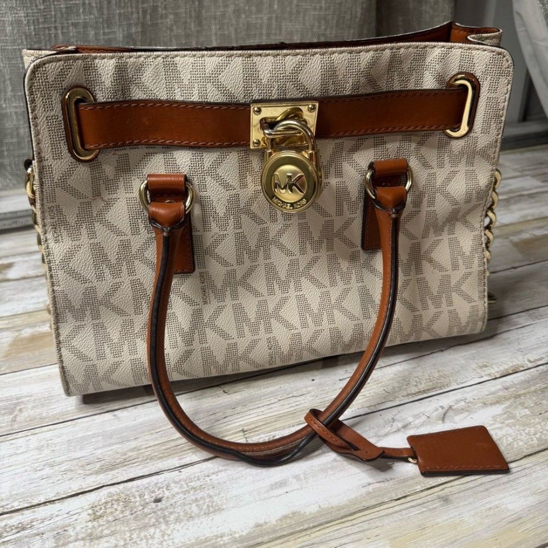 Michael Kors Beige and Brown Signature Tote Bag