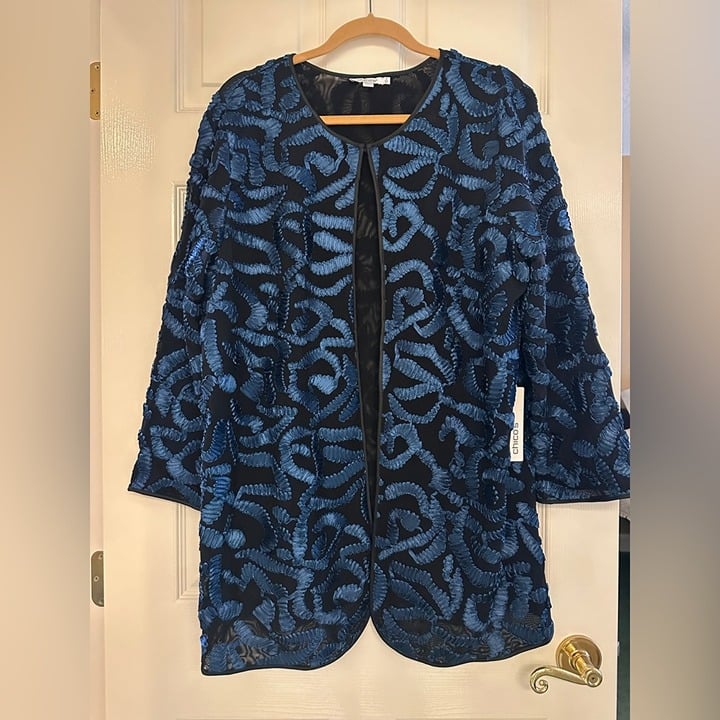 NEW ✨ Chico’s Black & Blue Cocktail Jacket
