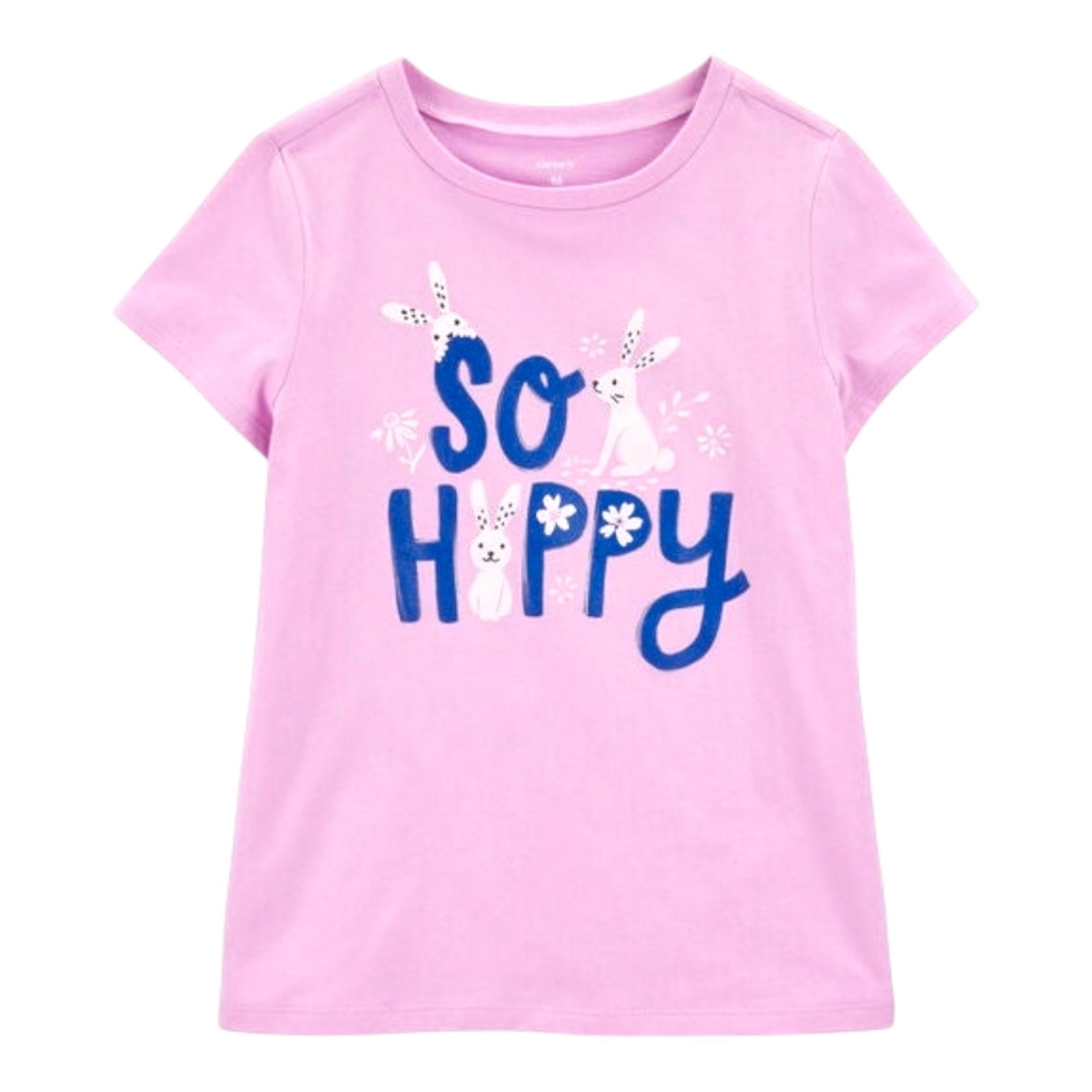 NWT. Carters Brand Girls Size M (8) Pastel Pink Bunny Short Sleeve T-Shirt