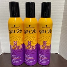3 - 8 oz Schwarzkopf göt t 2b BE TWISTED AIR DRY CURL FOAMS