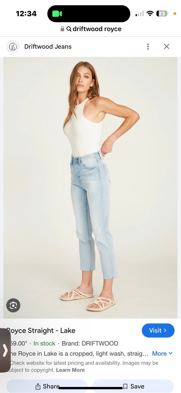 DRIFTWOOD ROYCE Straight JEAN BLUE Size 27 Raw Hem