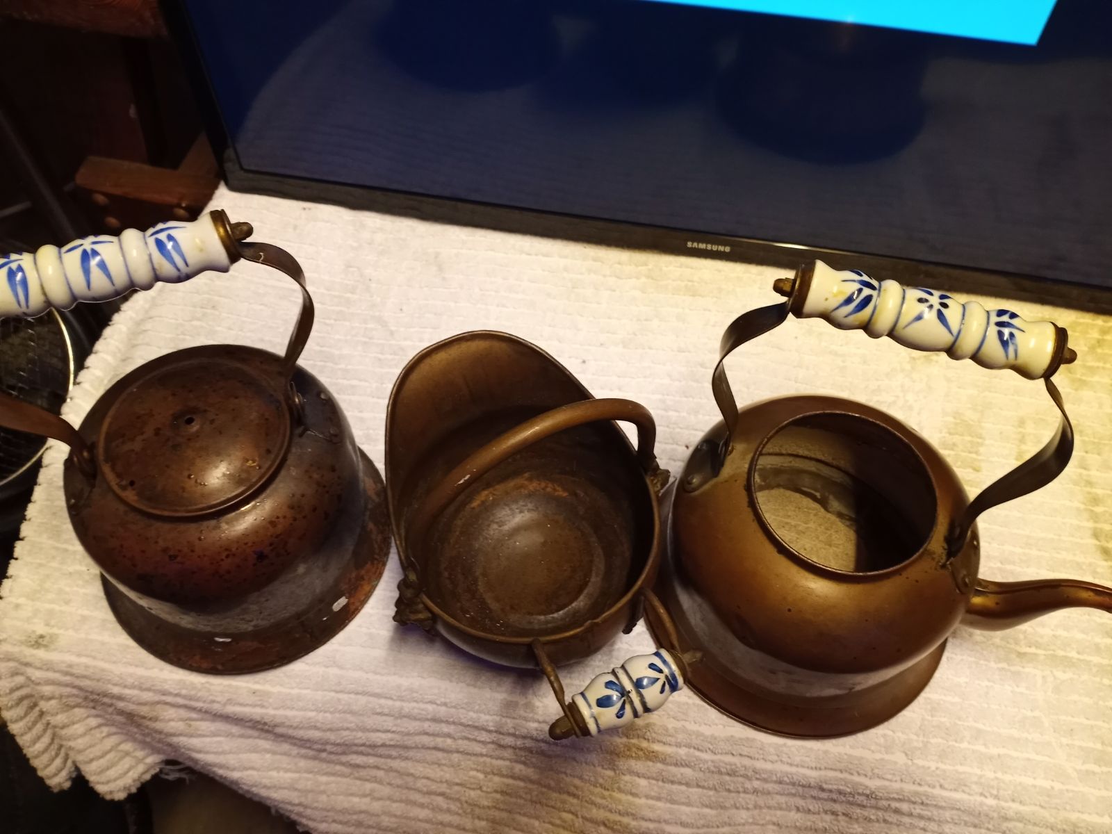 Vintage brass @ copper pots
