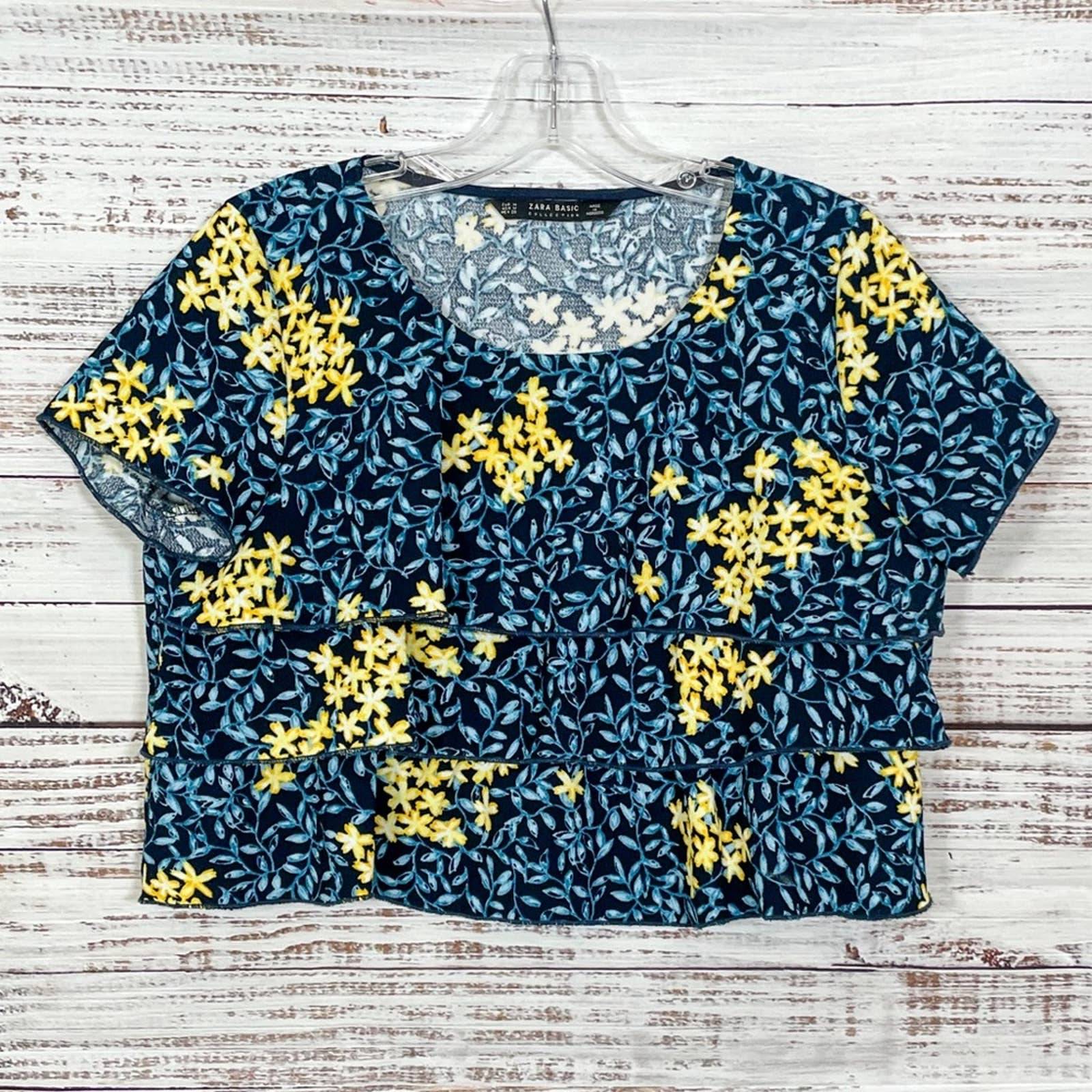 NWT Zara Basic Yellow Floral Ruffle Top NWT Zara Basic Yellow Floral Ruffle Top