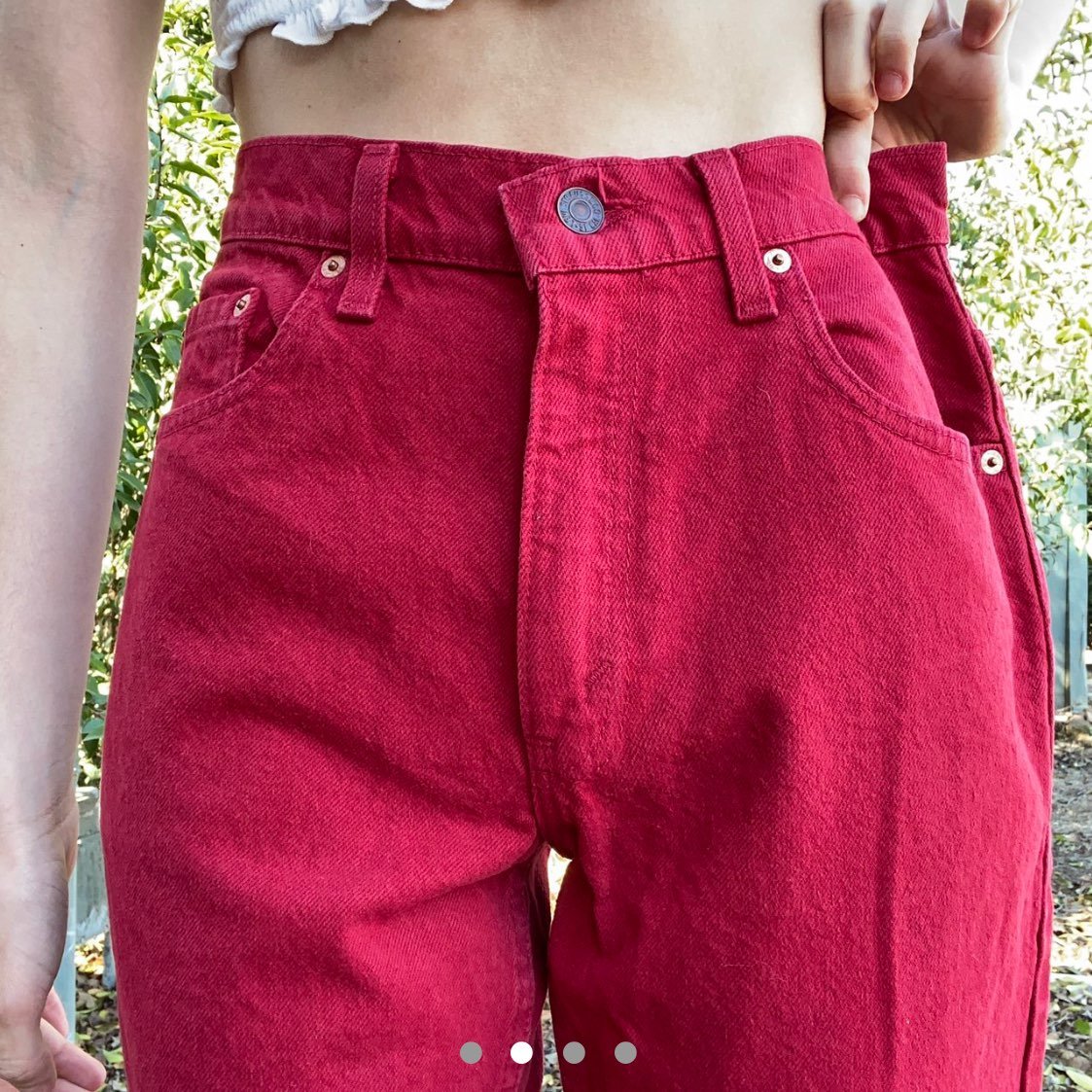 Candy apply red vintage high waisted 550 Levi jeans