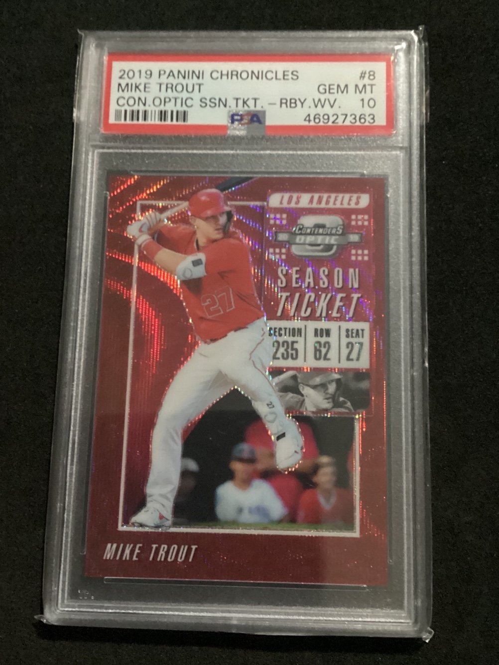 MIKE TROUT RUBY WAVE 19/199 PSA10