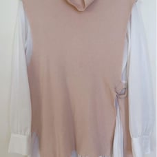 Lillian Carat/Beige Sleeveless Knit Shirt Layered, Size L