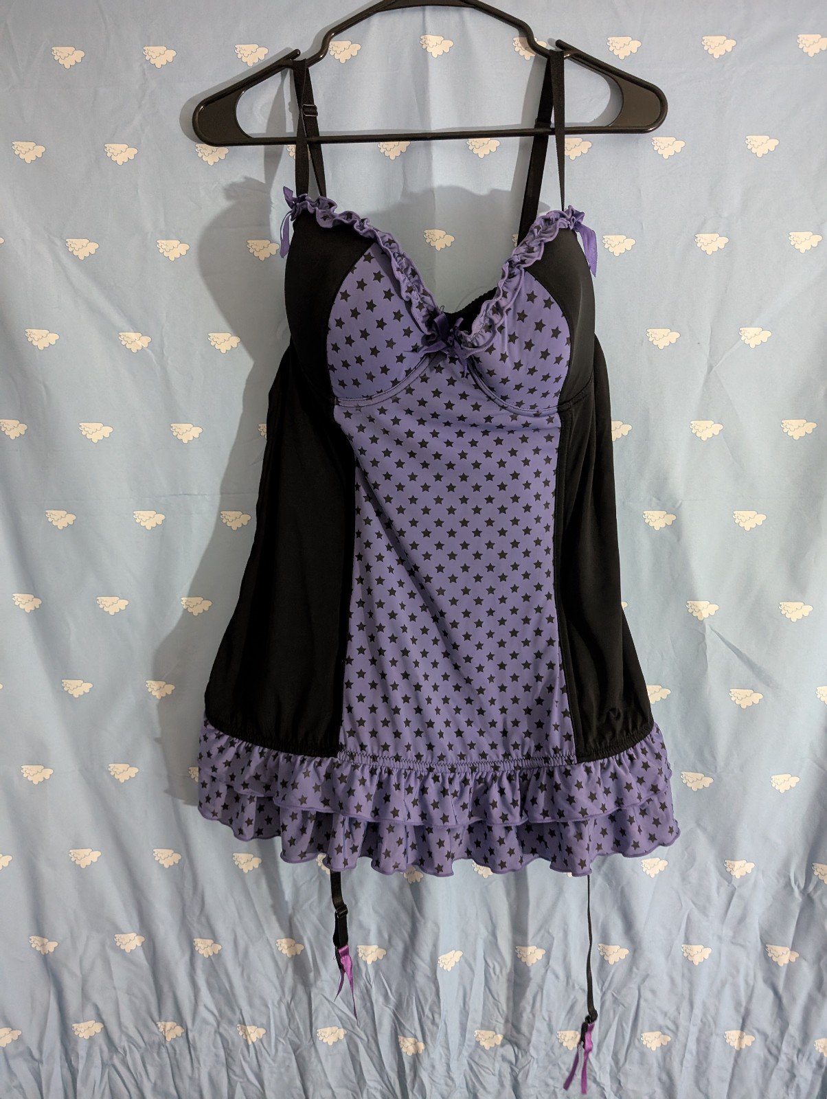 Vintage Torrid Lingerie Purple Black Star