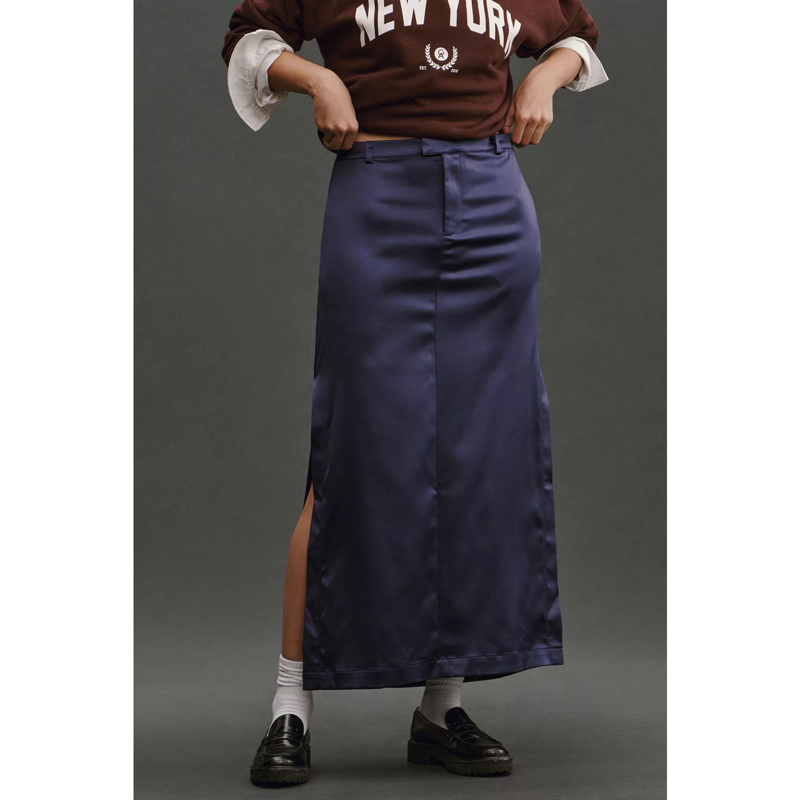 Anthropologie Maeve Sateen Trouser Skirt Navy Size 2