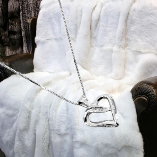14k White Gold Necklace with 10K White Gold Heart Pendant with Diamonds