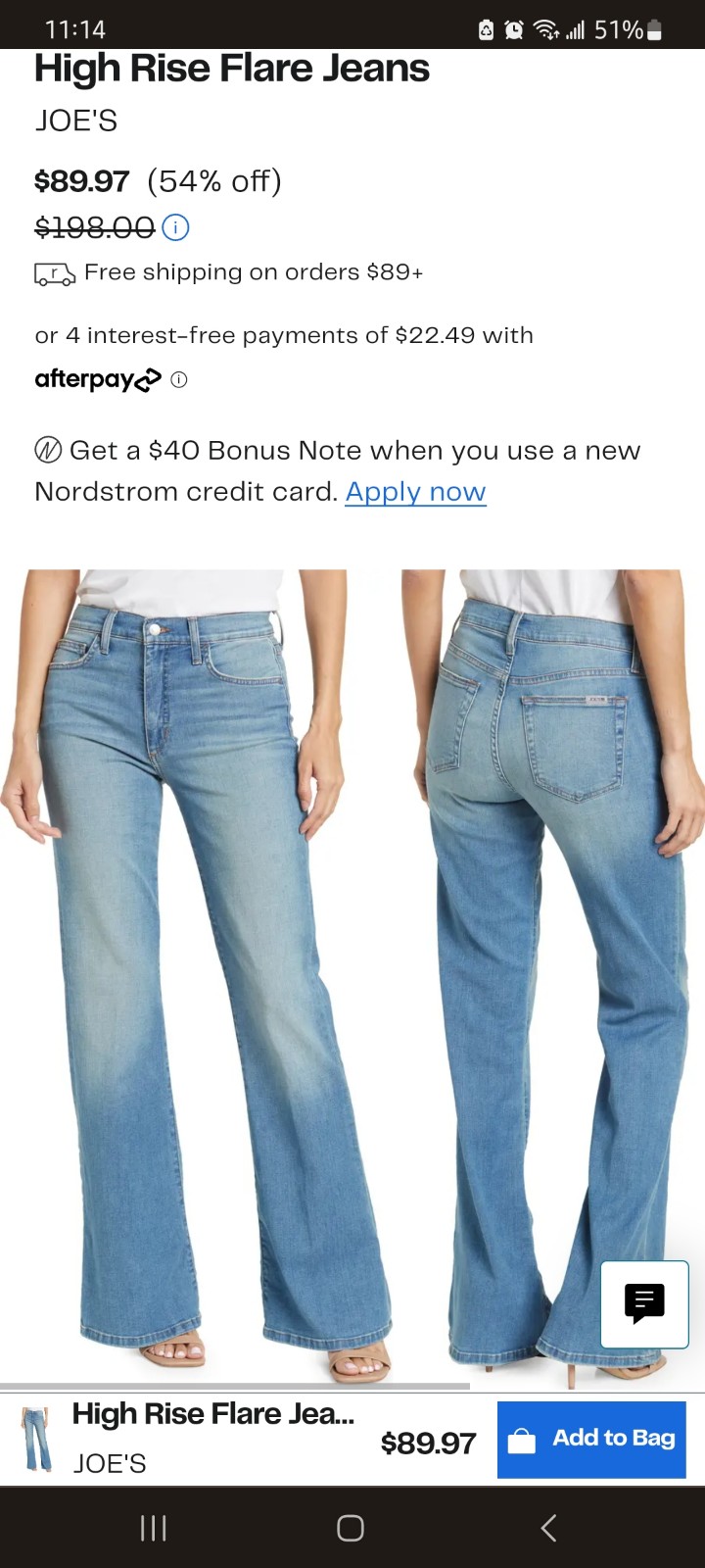 Joe's Jeans Katara High Rise 26 flare Jeans NEW