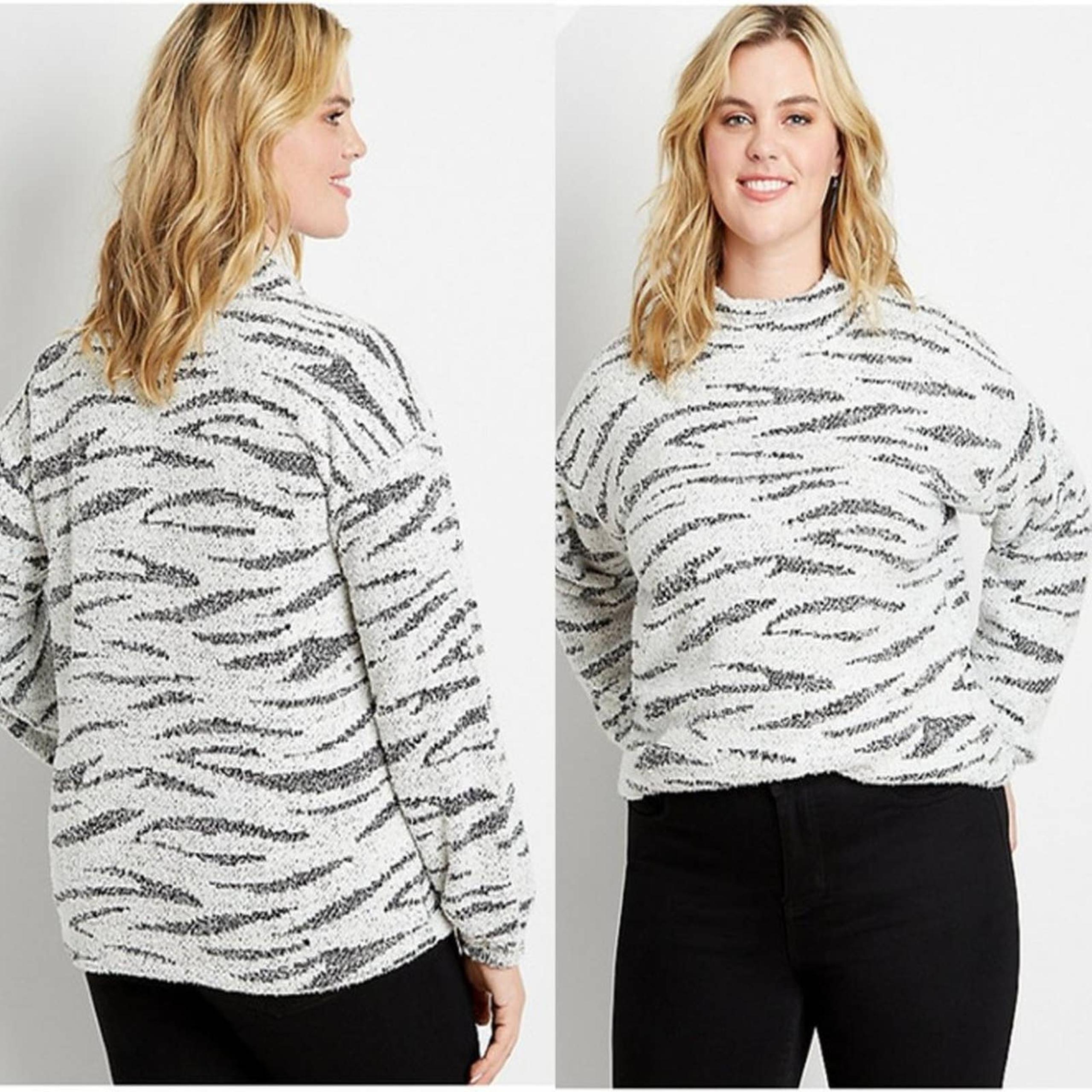 Maurices Zebra Sherpa Sweater Size M