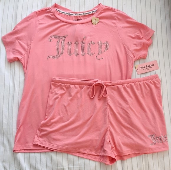 NWT Juicy Couture Coral Bling PJ Lounge Set XL