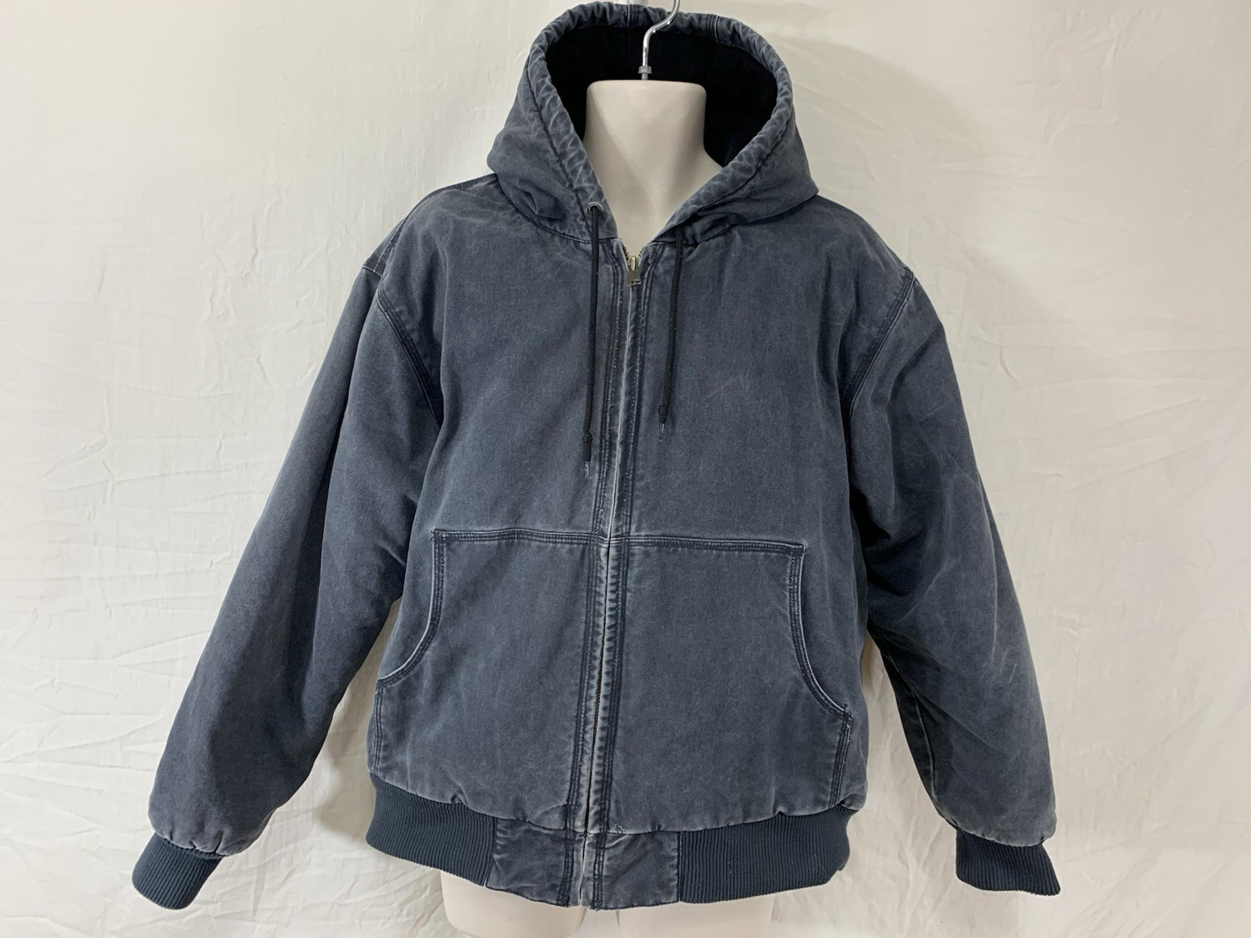 Vtg. CABELA'S Mens L / LARGE Black Insulated Soft Lined Canvas Hooded Jacket
