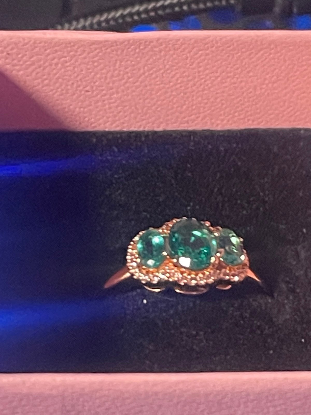 14k rose gold plated emerald ring