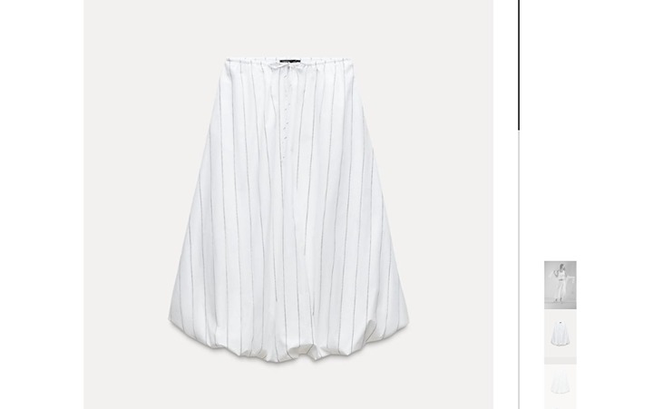 NWT STRIPED BALLOON MIDI SKIRT BLACK / WHITE