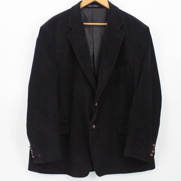 Zagato Corduroy Blazer Mens Black Designer Button Front Signature Collection 48R