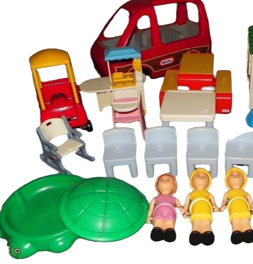 HUGE! LITTLE TIKES DOLLHOUSE TOYS van people tykes vtg 1990 ACCESSORIES MINI