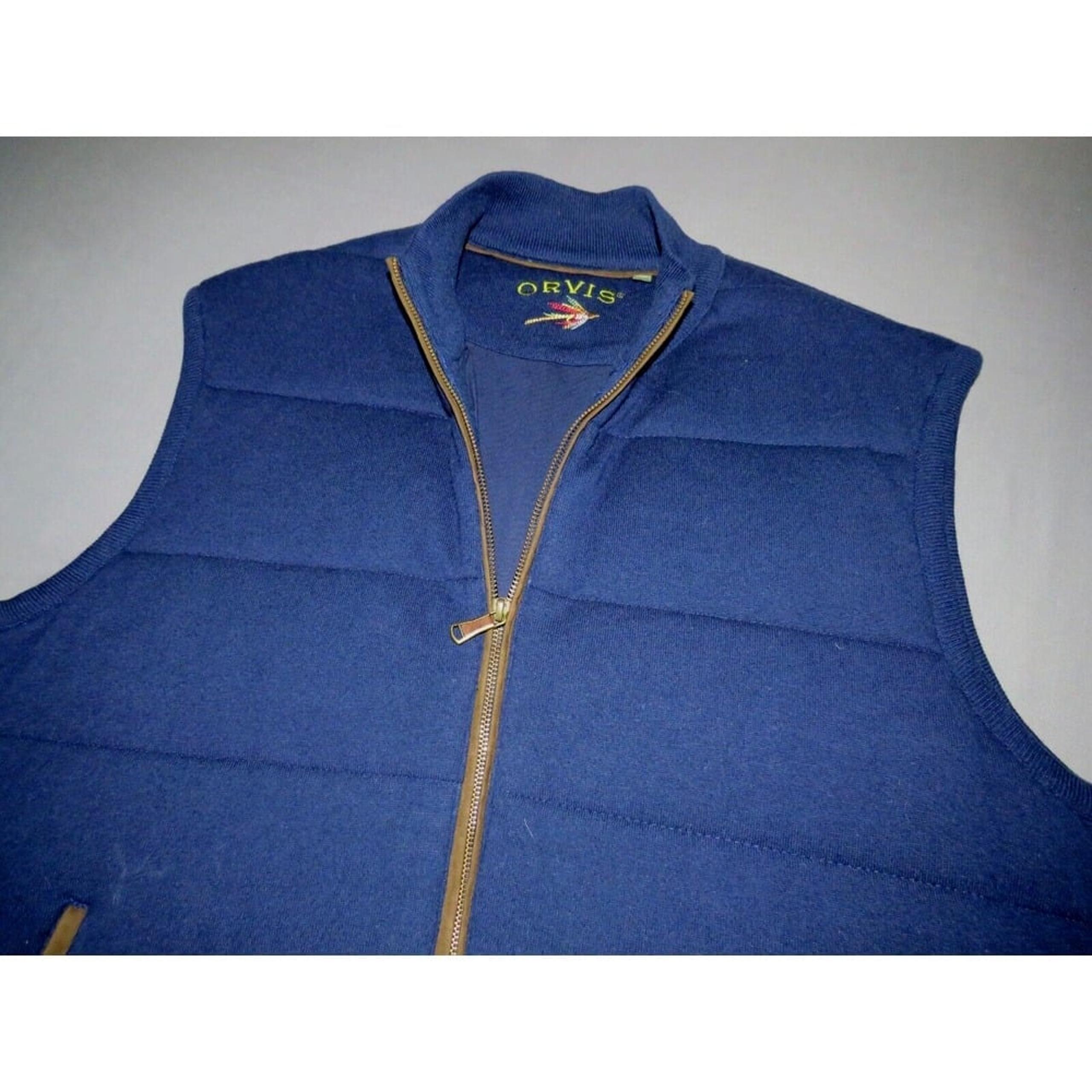 Men's ORVIS Wool/Cotton Blend Insulated Zip-Up Vest Jacket XL