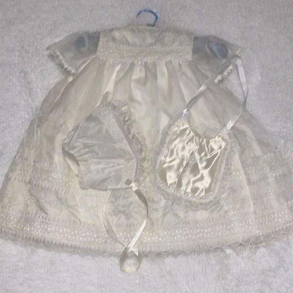Vintage Sheer Chiffon Double Layered Christening Gown XL 2T
