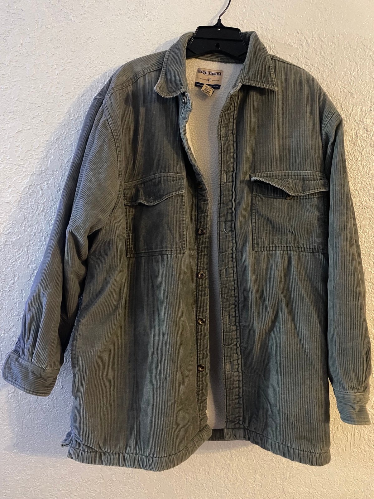 High Sierra mens grey vintage corduroy sherpa lined jacket size large