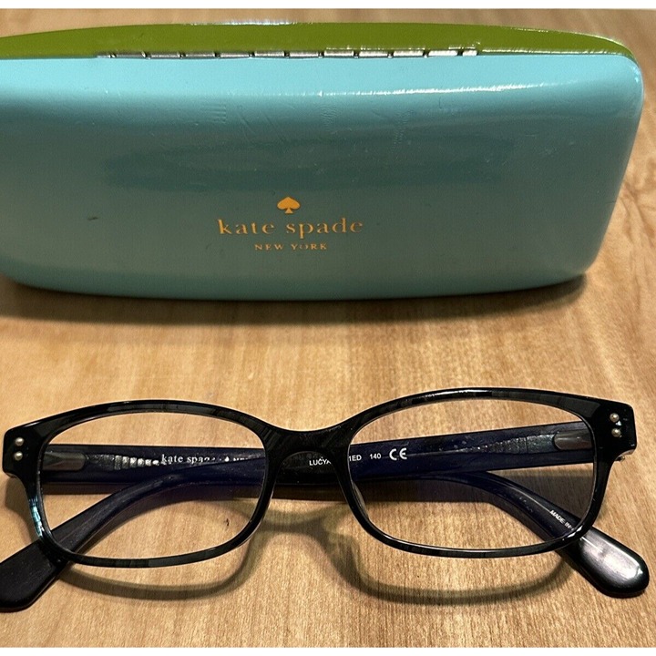 Kate Spade Eyeglasses Lucyann2 1ED 140 Black Rectangular Frame Blue Tortoise