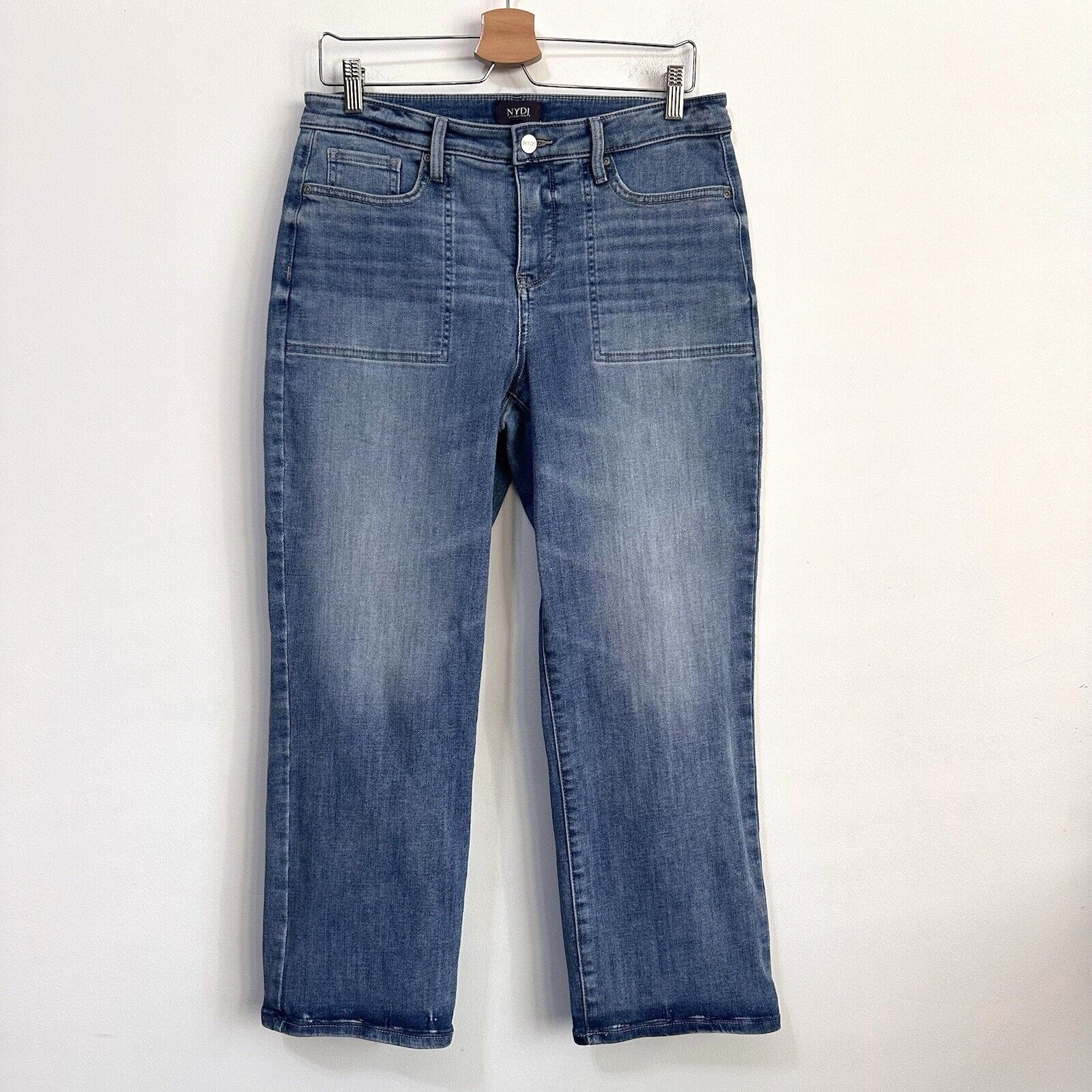 NYDJ Piper Stonington Ankle Jeans 10 Square Pockets Blue Stretch Casual Mid Rise