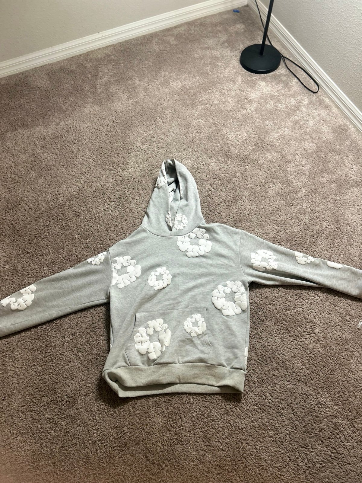 Grey Denim Tear Hoodie