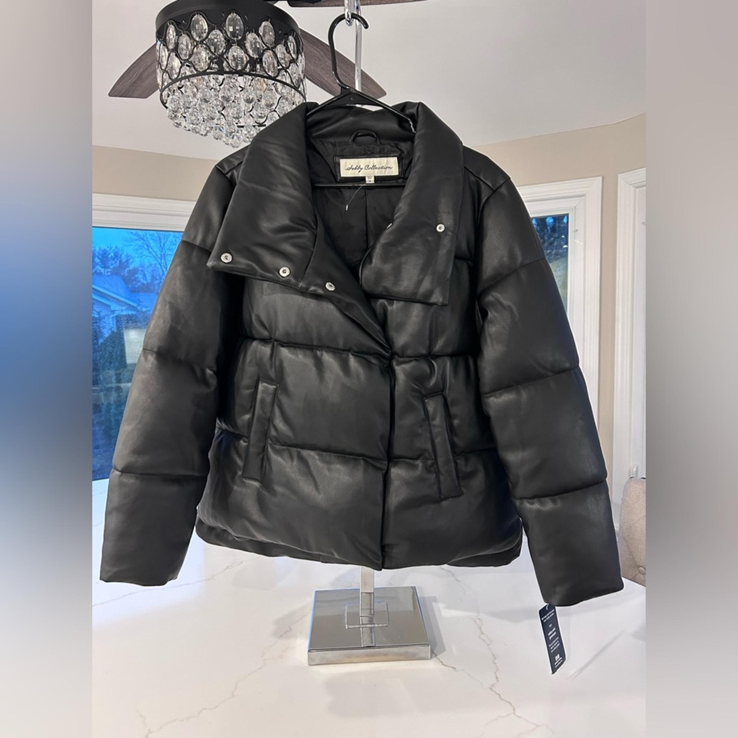 Sebby Collection Women’s Faux Leather Puffer Jacket size M NWT