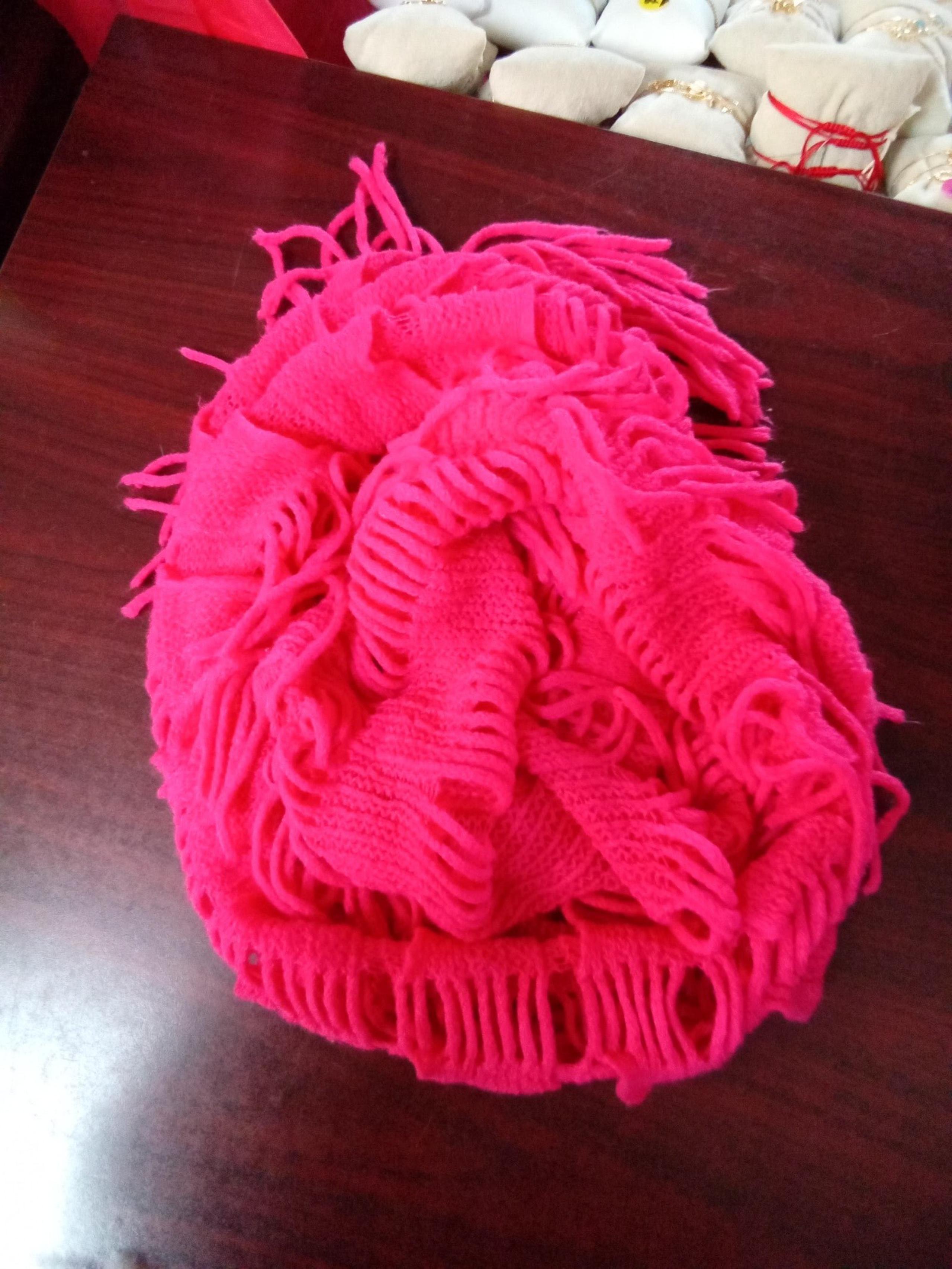 Boutique Hot Pink Winter Knit Fringe Scarf New