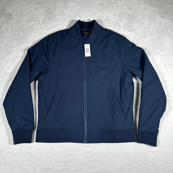 Banana Republic Bomber Jacket Men Size S Blue Slash Pockets Full Zip Lightweight