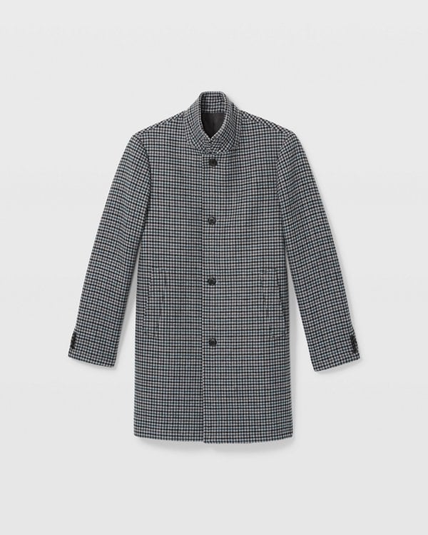 club monaco Loukas Patterned Funnel Neck Top Coat Over Coat