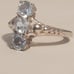 Sz 7.5 estate vintage 925 sterling silver blue topaz 3 vertical stone ring